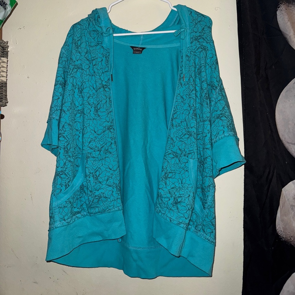 Blue floral zip up jacket